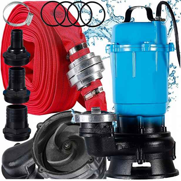 Čerpadlo Na Čistou A Špinavou Vodu Žumpa Drtič Kalů 3200W Hadice 20M