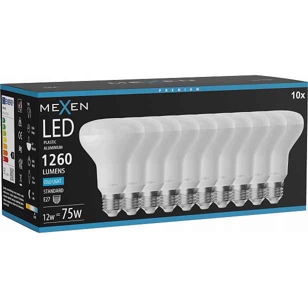 Mexen Nova 10X Led Žárovka E27 R80 12W Studená Bílá 6500K 1260 LM