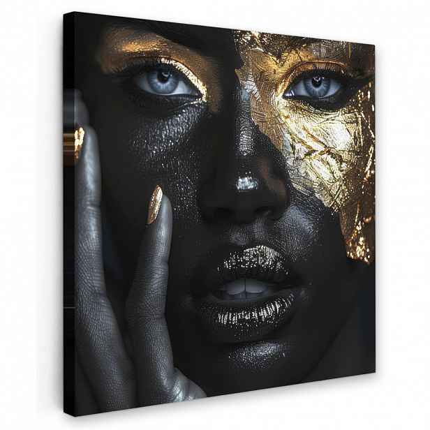MuchoWow OBRAZ NA PLÁTNĚ Žena - Zlato - Portrét - Černobílý - Luxusní 20x20 cm
