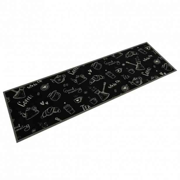 vidaXL Kuchyňský koberec omyvatelný Ráno černý 45 x 150 cm samet
