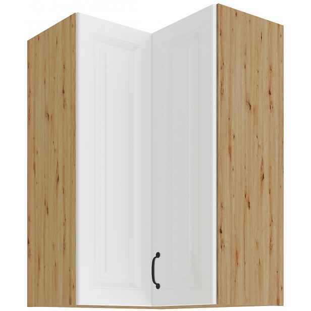 Horní rohová skříňka Stilo 60x60 GN-90 2F (90°) Barva korpusu: Dub artisan, Barva dvířek: Bílá