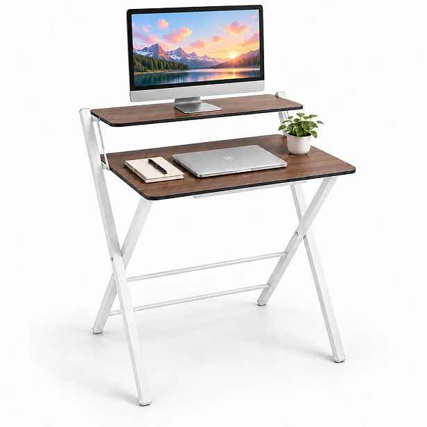 Relaxdays PSACÍ STŮL Bílý skládací s nástavcem na monitor 70x56 cm