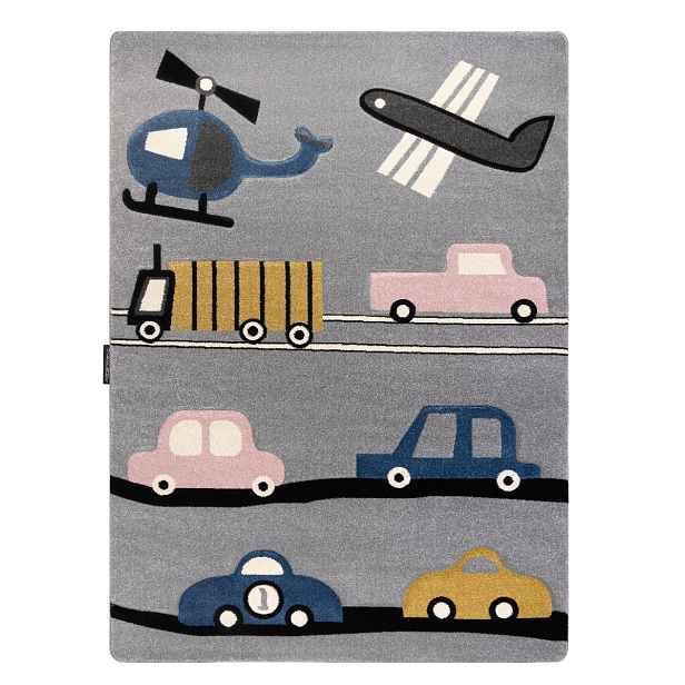 Dětský kusový koberec Petit Toys cars grey, 140x190, šedá, dětský pokoj, Dywany Łuszczów
