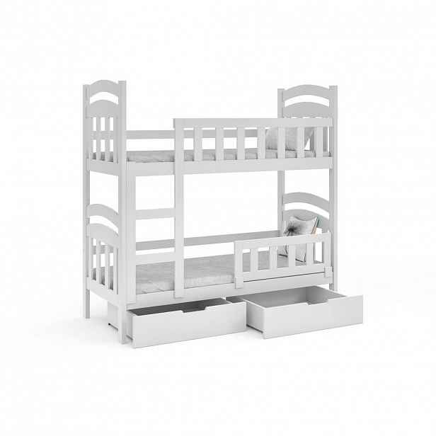 MASSENO VYSOKÁ Postel DUMBO 75x160 s úložným prostorem, Bílá