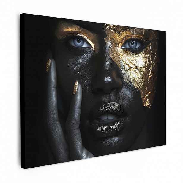 MuchoWow OBRAZ NA PLÁTNĚ Žena - Zlato - Portrét - Černobílý - Luxusní 40x30 cm