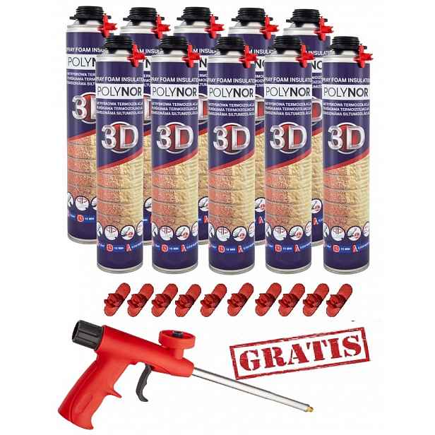 Pur Sprchová Pěna Polynor 3D 930 g Izolace Zateplení garáže 11 prvků