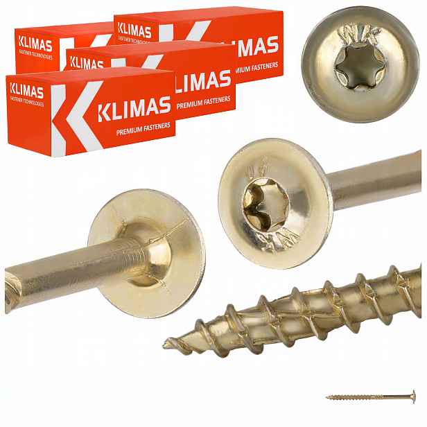 Tesařské vruty Torx 6x90 mm 400 ks talířové na dřevo Klimas Wkcp