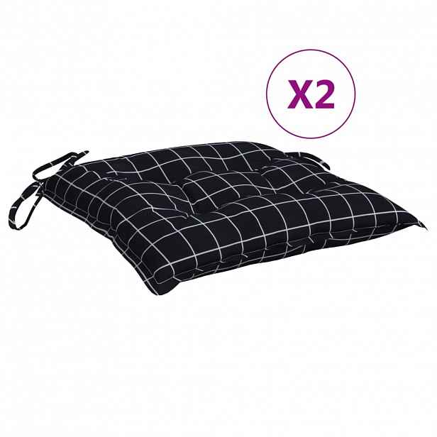 vidaXL Podušky na židli 2 ks černé kárované 50x50x7 cm oxfordská látka