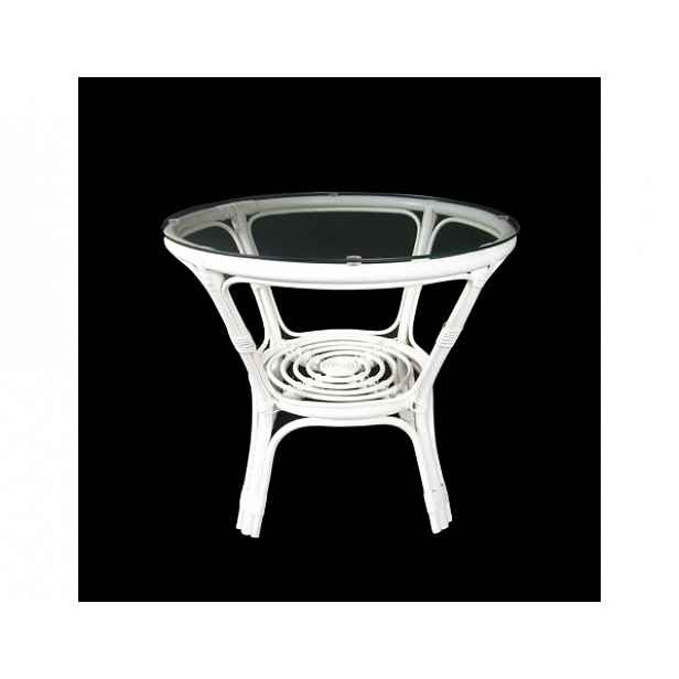 Ratanový obývací stolek BAHAMA - bílý ratan