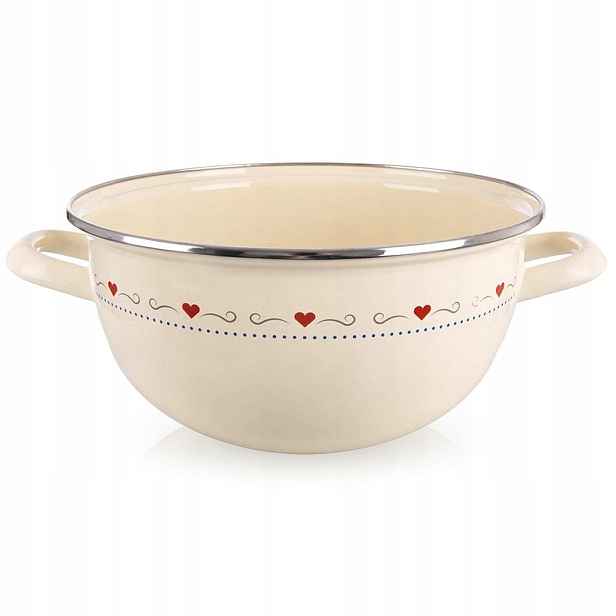 Smaltovaná miska s úchyty krémová Tonca 33 cm, 5 l