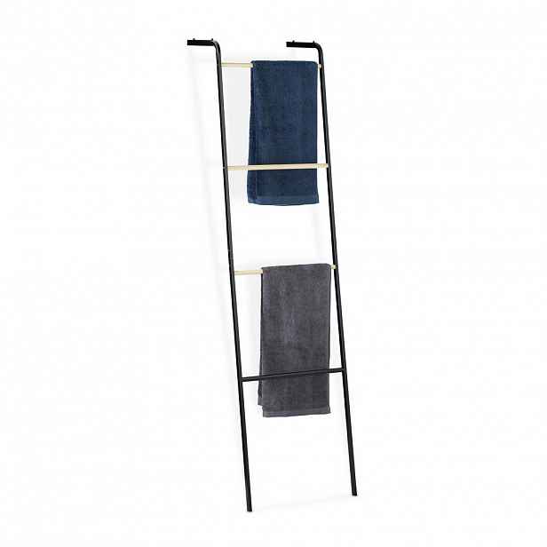 Relaxdays ŽEBŘÍK na ručníky černý kov 4-příčkový 160 cm