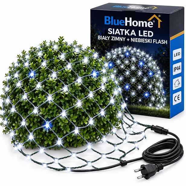 Světelná Síť 188 Led 2.2×1.5 M Bílá Studená Modrý Blesk