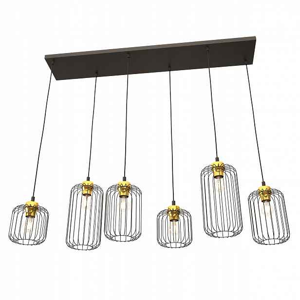 Velká závěsná lampa Lima 6 Klošíků E27 Černo-zlatá do obývacího pokoje Regulovatelná Loftová