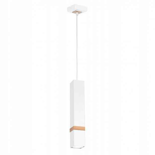 Závěsná Lampa Bílá Kov Dřevo Nad Ostrovní Deskou