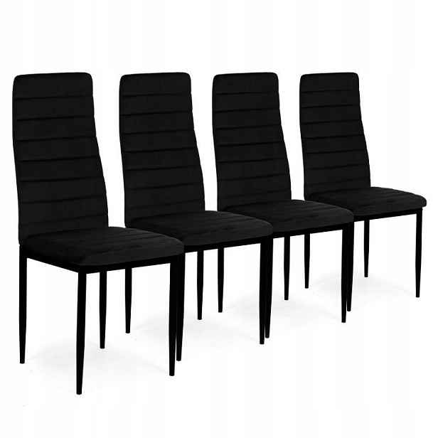 Židle s profilovaným opěradlem Velvet Černé 4 kusy MEBELKI24