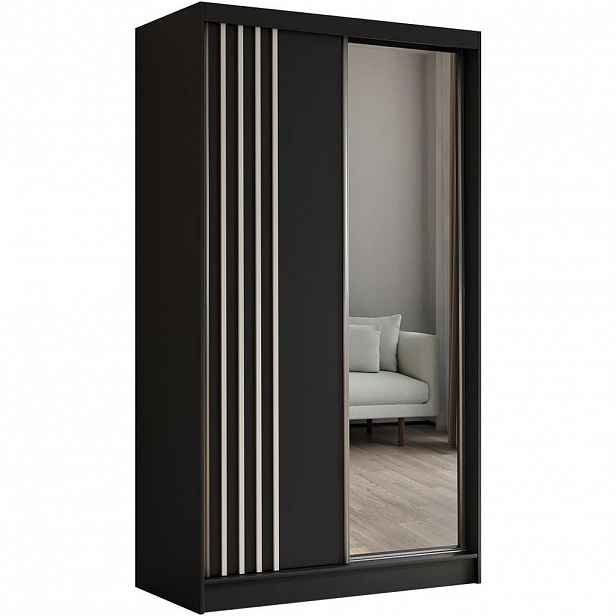 Beautysofa SKŘÍŇ s posuvnými dveřmi Nela 120/216/61 černá se zásuvkami