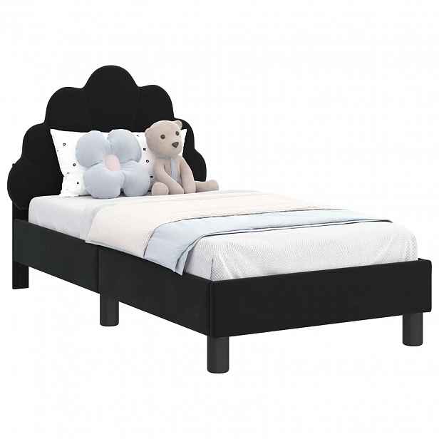 vidaXL Rám postele pro batole s čelem s čelo Černá 70 x 140 cm Samet
