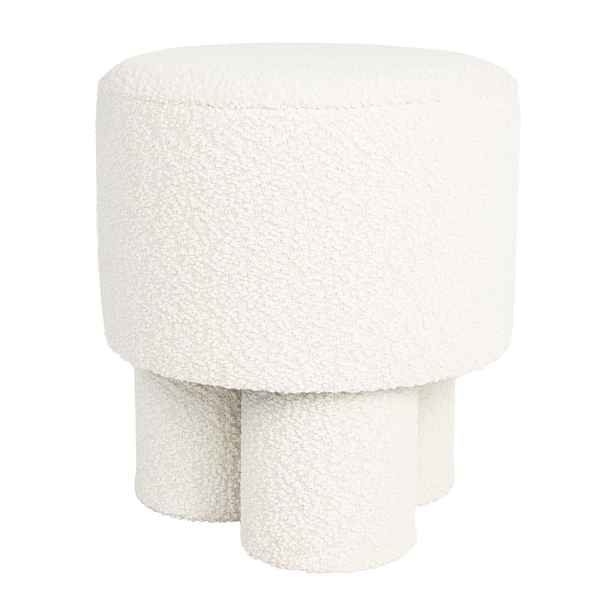 Bílý taburet z textilie bouclé Marcos – White Label
