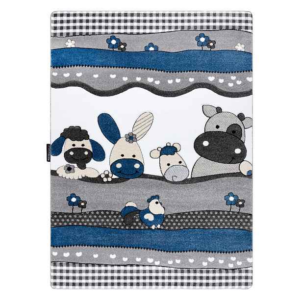 Dětský kusový koberec Petit Farm animals blue, 120x170, modrá, dětský pokoj, Dywany Łuszczów
