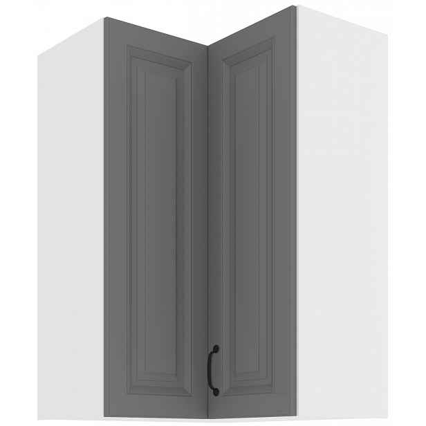 Horní rohová skříňka Stilo 60x60 GN-90 2F (90°) Barva korpusu: Bílá, Barva dvířek: Dust Grey