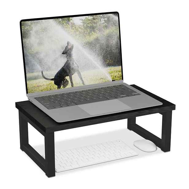 Relaxdays STOJAN NA MONITOR Černý MDF