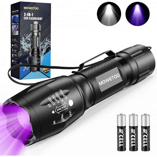 Uv Svítilna 2V1 Led 395 Nm – 4 Režimy, Nastavitelný Zoom