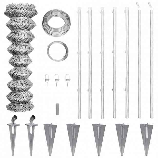 vidaXL Drátěné pletivo se sloupky a kolíky pozinkovaná ocel 15 x 1 m