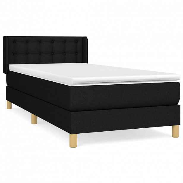 vidaXL Box spring postel s matrací černá 90x190 cm textil