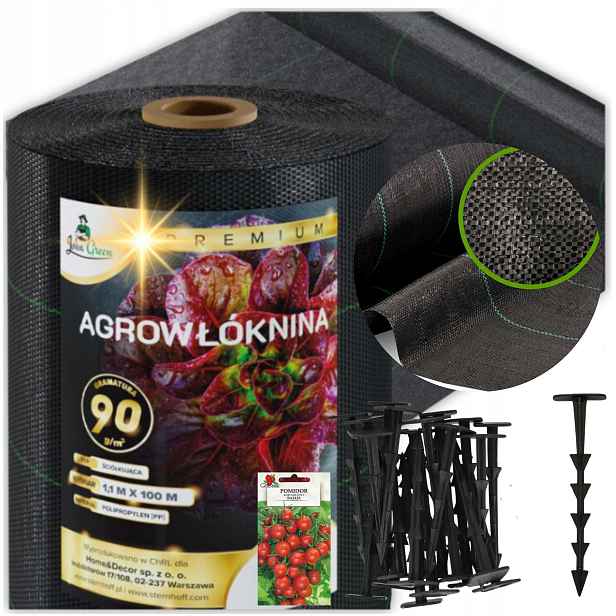 Agrotextilie Agrotkanina 90G 1,1x100m Černá Uv 3% Proti Plevelům Kolíky