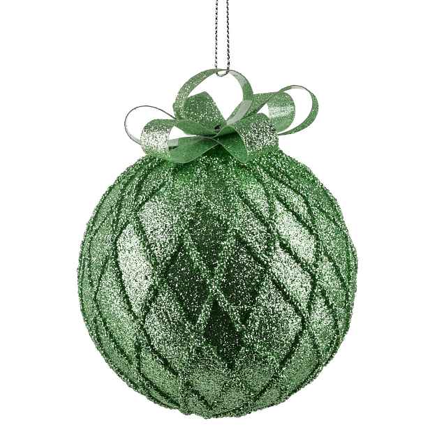 Mondex Vánoční baňka SANTA LILA Grid 10 cm zelená
