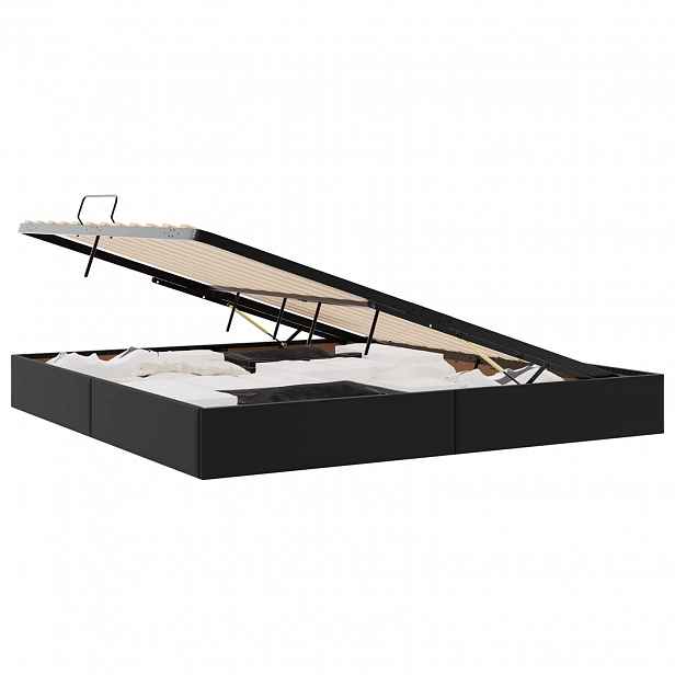 vidaXL Ottoman postel s úložištěm Černý 200 x 200 cm Umělá kůže