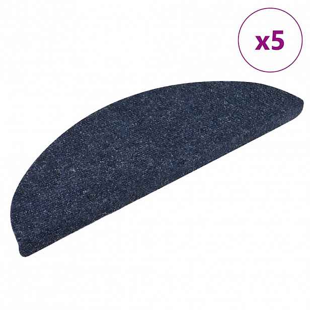 vidaXL Schodové rohože samolepicí 5 ks 56 x 17 x 3 cm modré půlkulaté