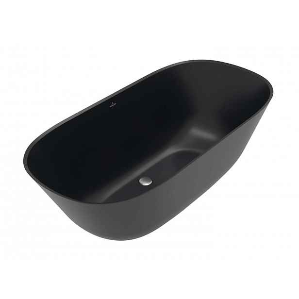Villeroy & Boch Theano - Volně stojící vana, 155x75 cm, Quaryl, Pure Black UBQ155ANH7F200V-R7