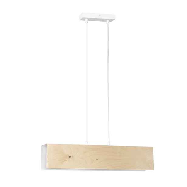 Závěsná lampa dřevěná bílá hnědá podlouhlá 48 cm nad stůl ostrov Emibig