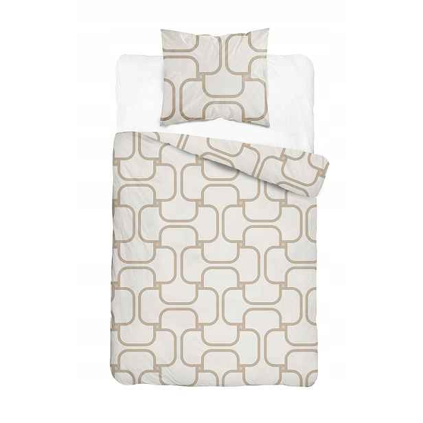 Povlečení Home Satin 140x200 krémová, fantazijní geometrický vzor