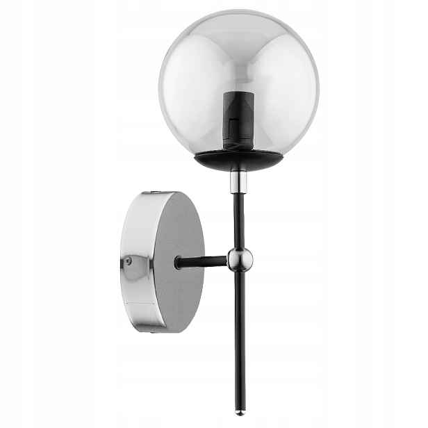 Alfa Krab nástěnná lampa černá-chrom 1xE14 10W skleněná koule grafit