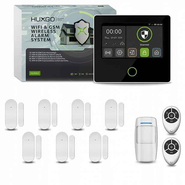 Bezdrátový alarm WiFi Gsm 4G s aplikací Tuya, Huxgo HXA502 4G B