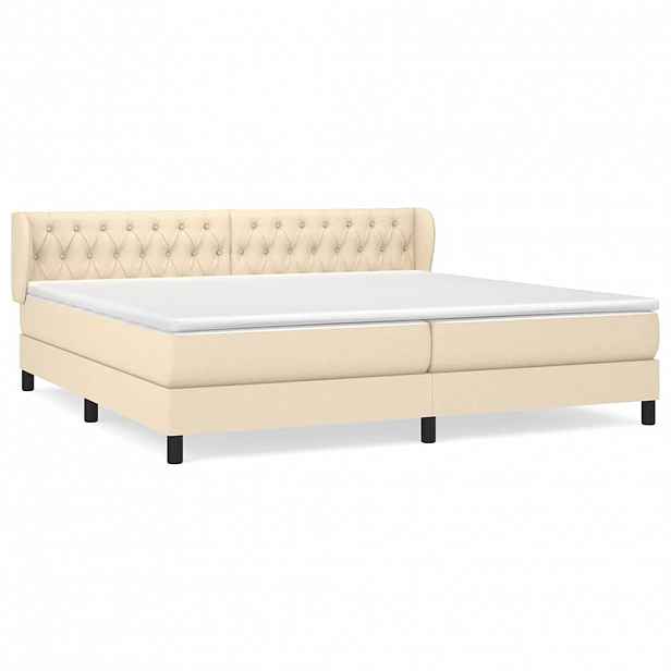 vidaXL Box spring postel s matrací krémová 200x200 cm textil