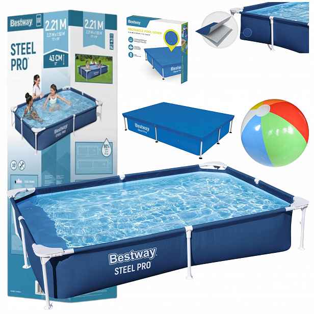 Bazén Stojanový Zahradní pro Děti 221x150x43 Bestway Steel Pro Set 5v1