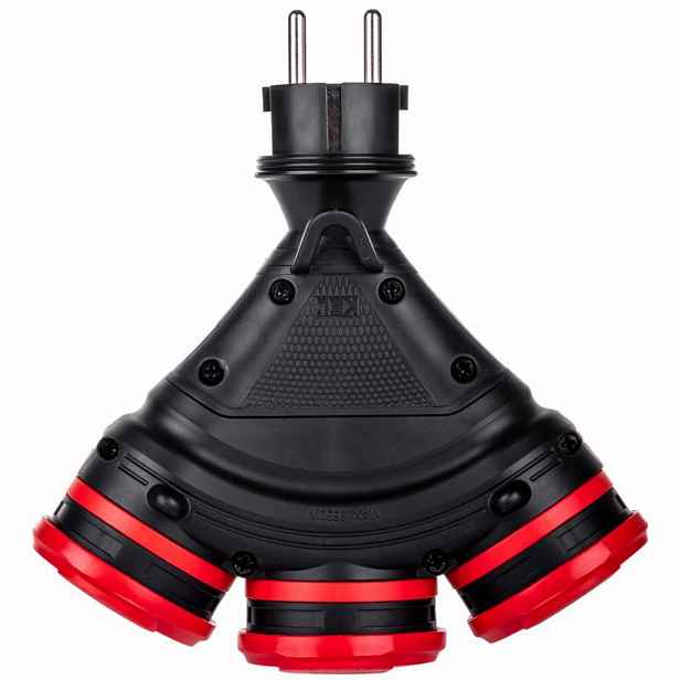 Rozbočka 3 zásuvky 2p+Z 16A 250V IP54 zástrčka