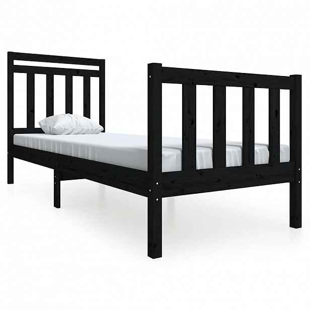 vidaXL Rám postele černý 75 x 190 cm Small Single masivní dřevo