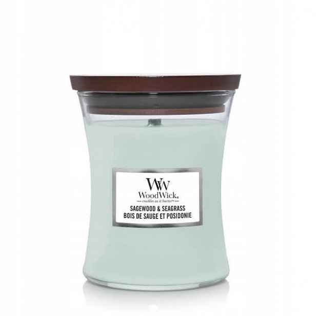 Woodwick Střední svíčka Sagewood & Seagrass 275 g