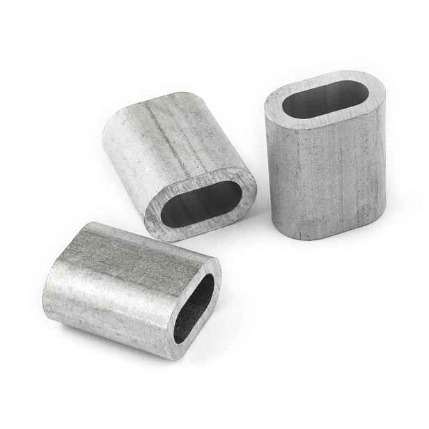 100 x dutinkové pouzdro spojka svorka pro lana hliníková 10 mm