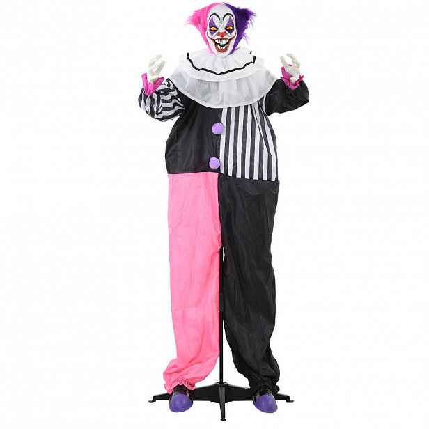 HOMCOM HALLOWEENSKÁ dekorace Strašidelný klaun 173 cm s LED světly, zvukovou funkcí