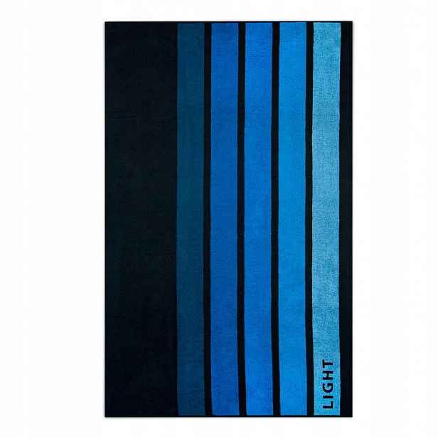 Plážový ručník 100x160 Light, modrý, vícebarevné bavlněné pruhy
