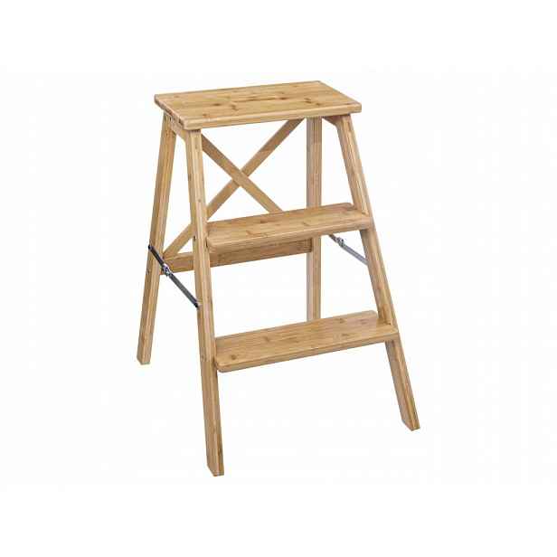 Skládací žebřík, nízký, bambus, 63,5 cm