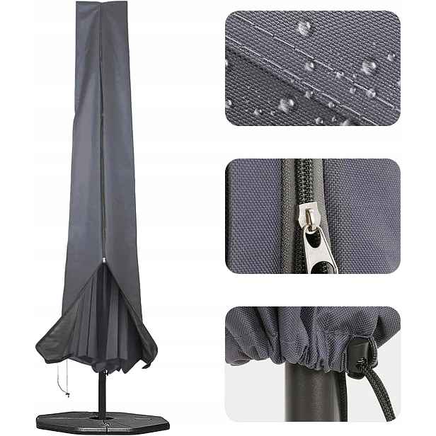Zahradní potah na slunečník 174 x 35 x 174 cm šedý