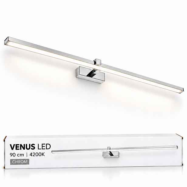 Chromované nástěnné svítidlo Venus Led 18W 90 cm do koupelny nad zrcadlo 4200K IP44