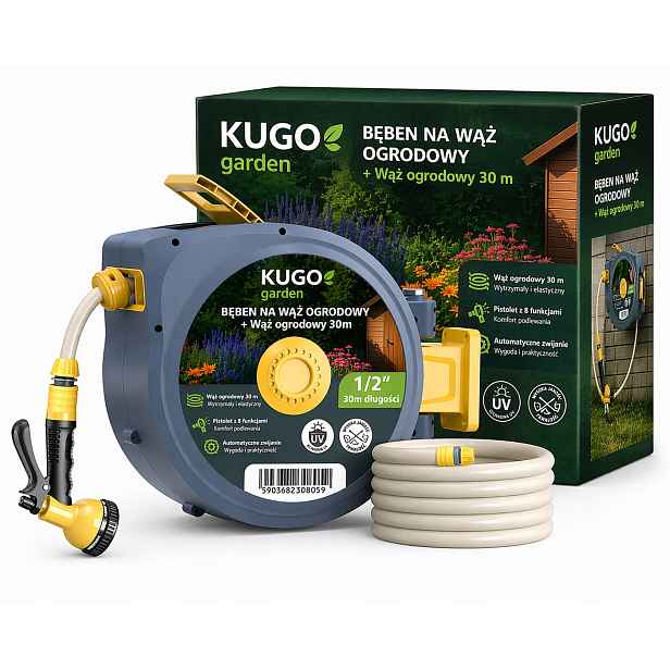 Hadice Navíjecí Na Bubnu 30m 2 m 1/2" Automatický Naviják Stříkací Pistole 8F
