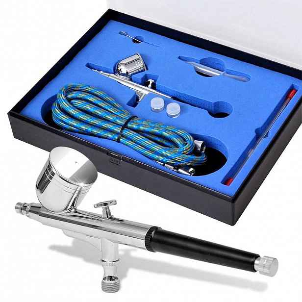 vidaXL Airbrush set s tryskami 0,2 / 0,3 / 0,5 mm